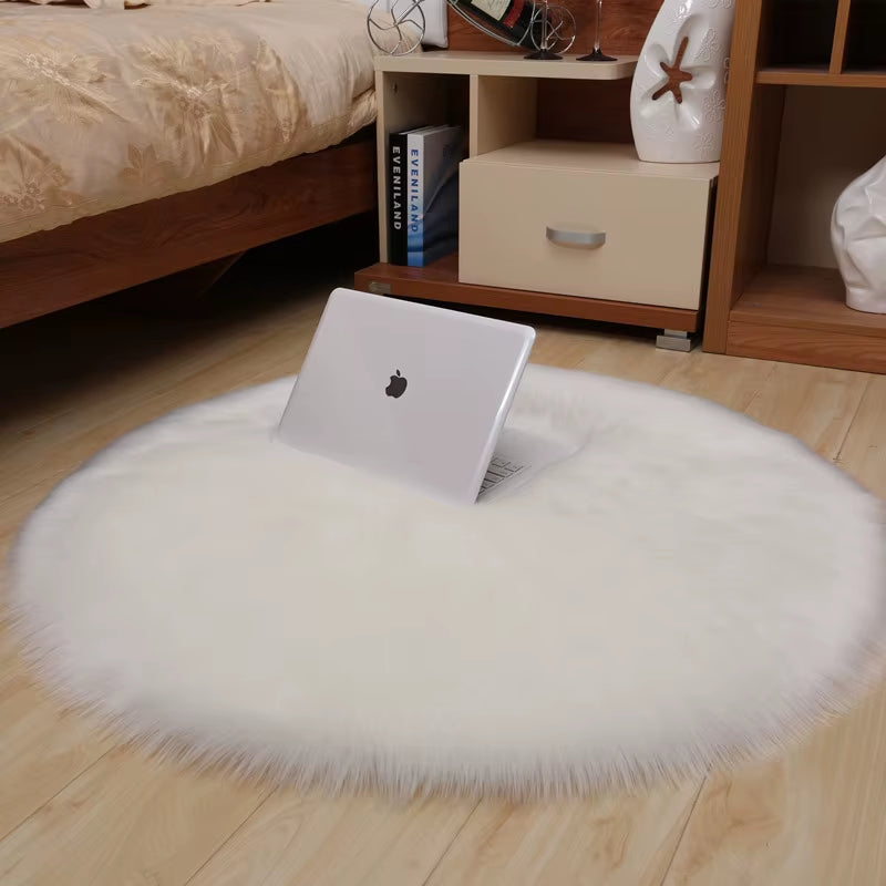 30X30Cm Soft Plush Rugs Artificial Sheepskin Carpet Mat Bedroom Warm Rugs Long Hair Seat Cushion Cover Floor Mat