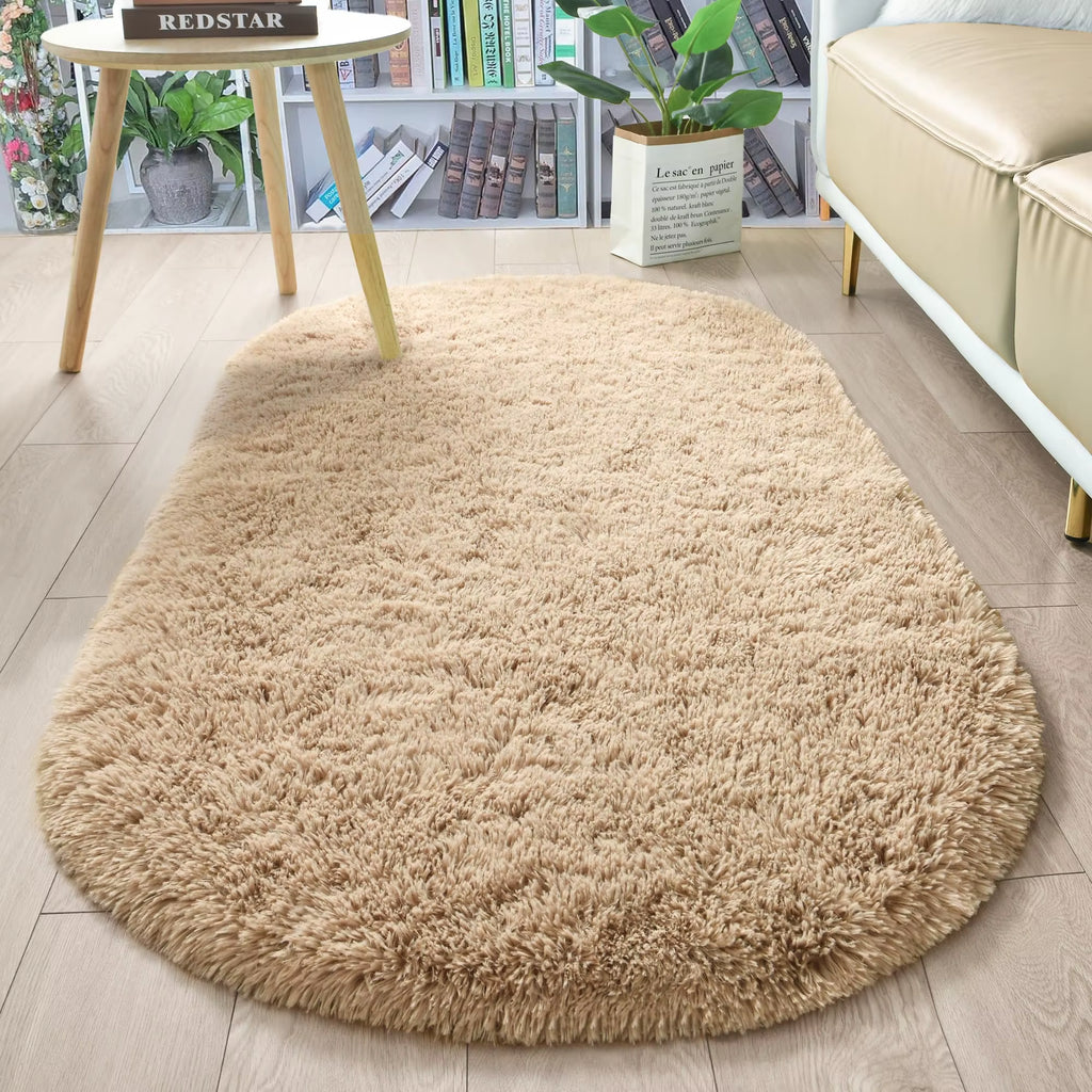 Fluffy Plush Carpet Ellipse for Children’S Bedroom Living Room Sofa Area Rugs Balcony Soft Silky Carpet Girl Room Home Decor