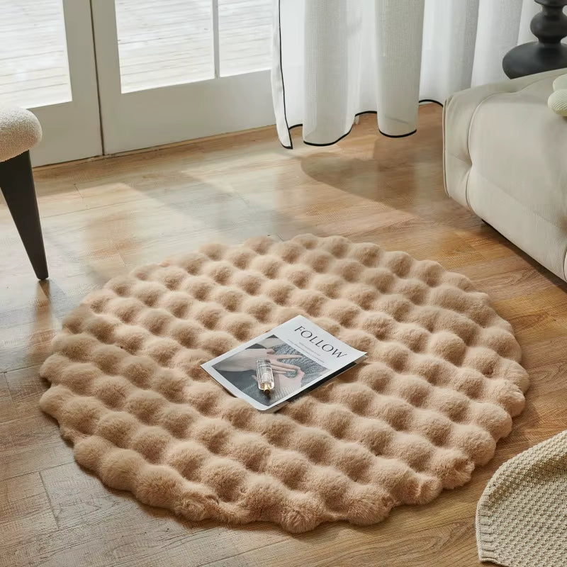 Imitation Rabbit Fur Rug Fluffy Soft Carpet round Sofa Area Rug Comfortable Floor Mats Living Room Decoration Home Accessories
