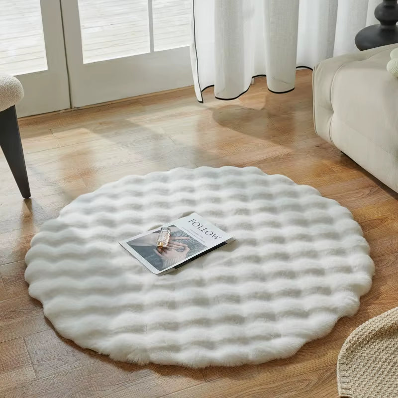 Imitation Rabbit Fur Rug Fluffy Soft Carpet round Sofa Area Rug Comfortable Floor Mats Living Room Decoration Home Accessories
