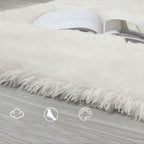 Fluffy Shaggy Imitation Wool Bedside Rugs Non Slip Floor Protection Sofa Cushion Washable Bedroom Mats Home Decor