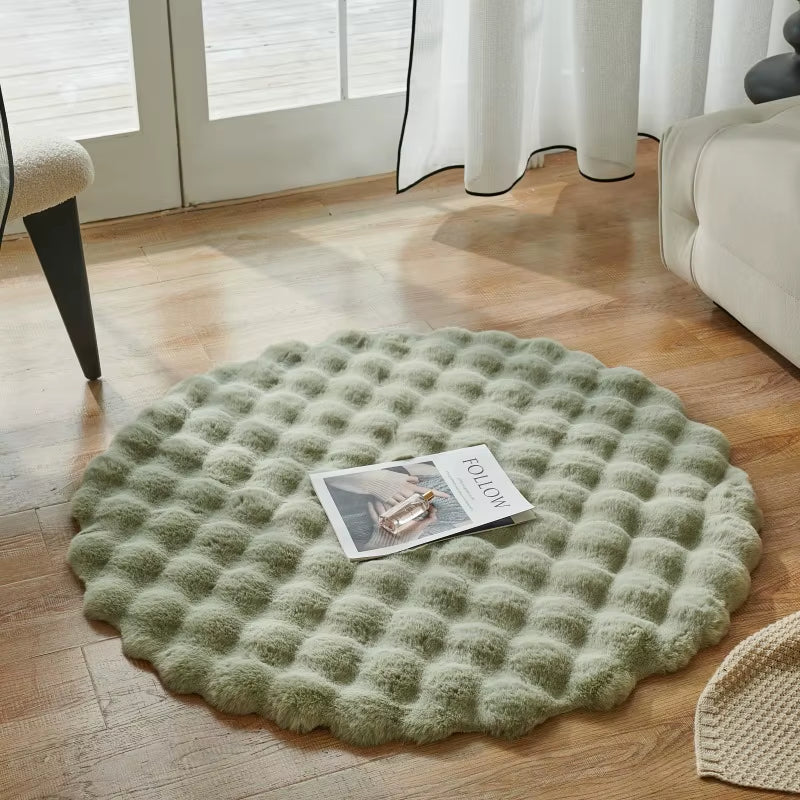 Imitation Rabbit Fur Rug Fluffy Soft Carpet round Sofa Area Rug Comfortable Floor Mats Living Room Decoration Home Accessories