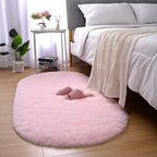 Fluffy Plush Carpet Ellipse for Children’S Bedroom Living Room Sofa Area Rugs Balcony Soft Silky Carpet Girl Room Home Decor