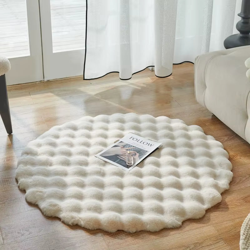 Imitation Rabbit Fur Rug Fluffy Soft Carpet round Sofa Area Rug Comfortable Floor Mats Living Room Decoration Home Accessories