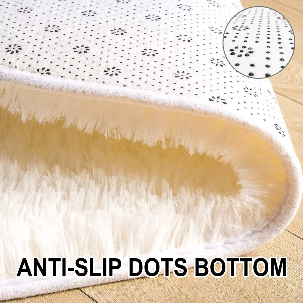 Fluffy Plush Carpet Ellipse for Children’S Bedroom Living Room Sofa Area Rugs Balcony Soft Silky Carpet Girl Room Home Decor