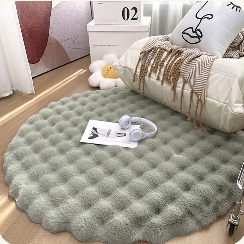 Imitation Rabbit Fur Rug Fluffy Soft Carpet round Sofa Area Rug Comfortable Floor Mats Living Room Decoration Home Accessories