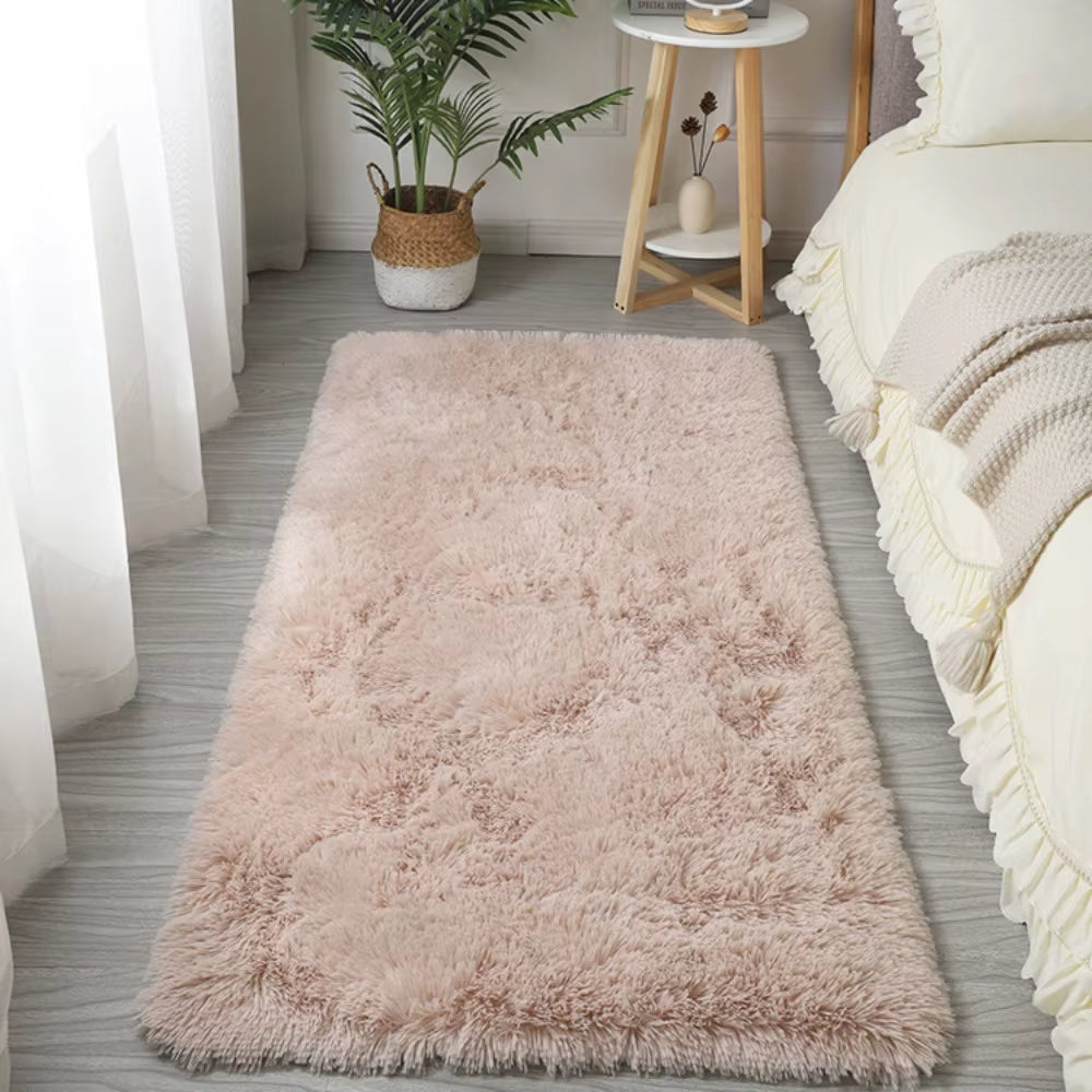 Fluffy Shaggy Imitation Wool Bedside Rugs Non Slip Floor Protection Sofa Cushion Washable Bedroom Mats Home Decor