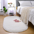 Fluffy Plush Carpet Ellipse for Children’S Bedroom Living Room Sofa Area Rugs Balcony Soft Silky Carpet Girl Room Home Decor