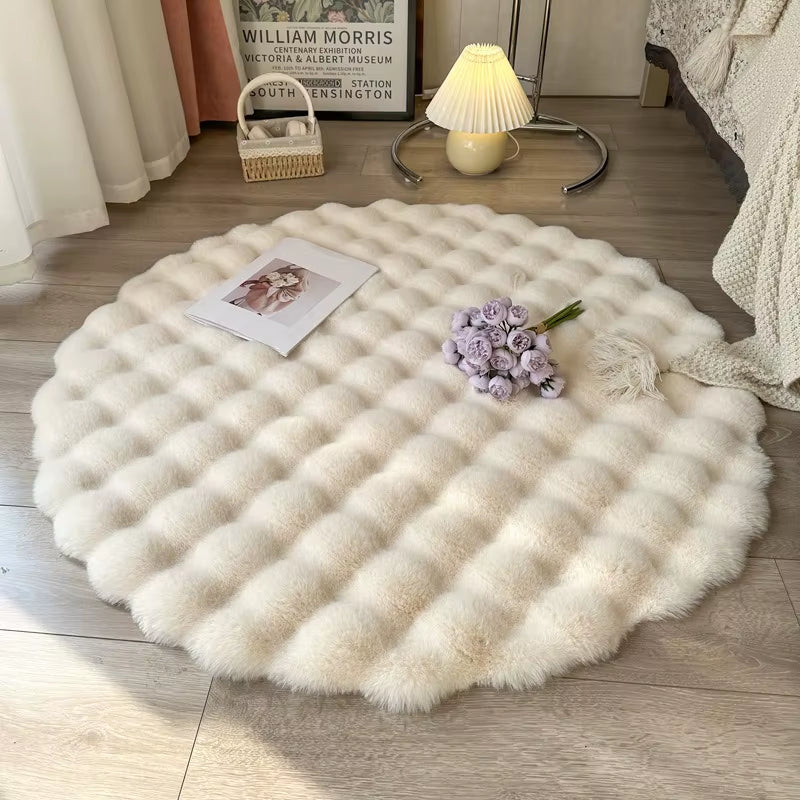 Imitation Rabbit Fur Rug Fluffy Soft Carpet round Sofa Area Rug Comfortable Floor Mats Living Room Decoration Home Accessories