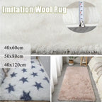 Fluffy Shaggy Imitation Wool Bedside Rugs Non Slip Floor Protection Sofa Cushion Washable Bedroom Mats Home Decor